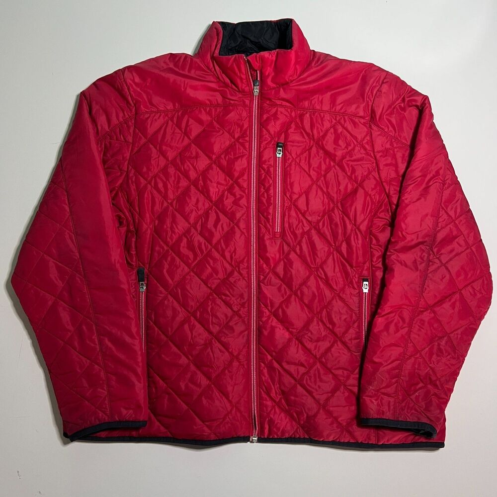 Lands End Primaloft Womens Cranberry Red Quilted Packable Jacket | Sz XL (18)